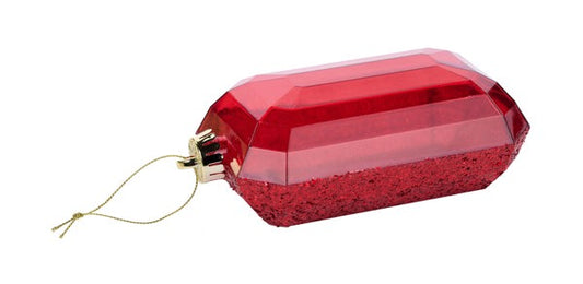 Pre-Order Now & Ship On Oct 28th 2024 - Red Laser Glitter Rectangle Gem Ornament - 7 Inch L x 4 Inch W