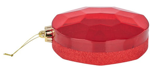 Pre-Order Now & Ship On Oct 28th 2024 - Red Glitter Oval Gem Ornament - 6.5 Inch L x 4.25 Inch W