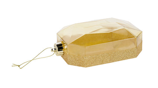 Gold Glitter Rectangle Gem Ornament - 6.25 Inch L X 4.25 Inch W