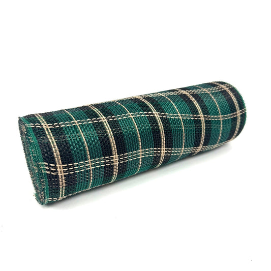 Xmas Black Hunter Green Plaid Deco Mesh - Holiday Plaid Fabric Mesh - ( 10 Inch x 10 Yards ) BBCrafts.com