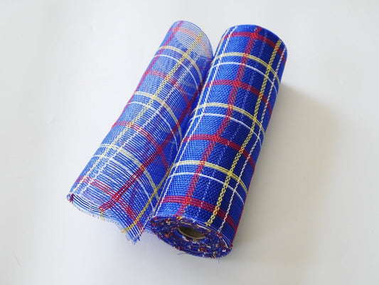 Xmas Royal Blue Plaid Deco Mesh - Holiday Plaid Floral Mesh - ( 10 Inch x 10 Yards ) BBCrafts.com