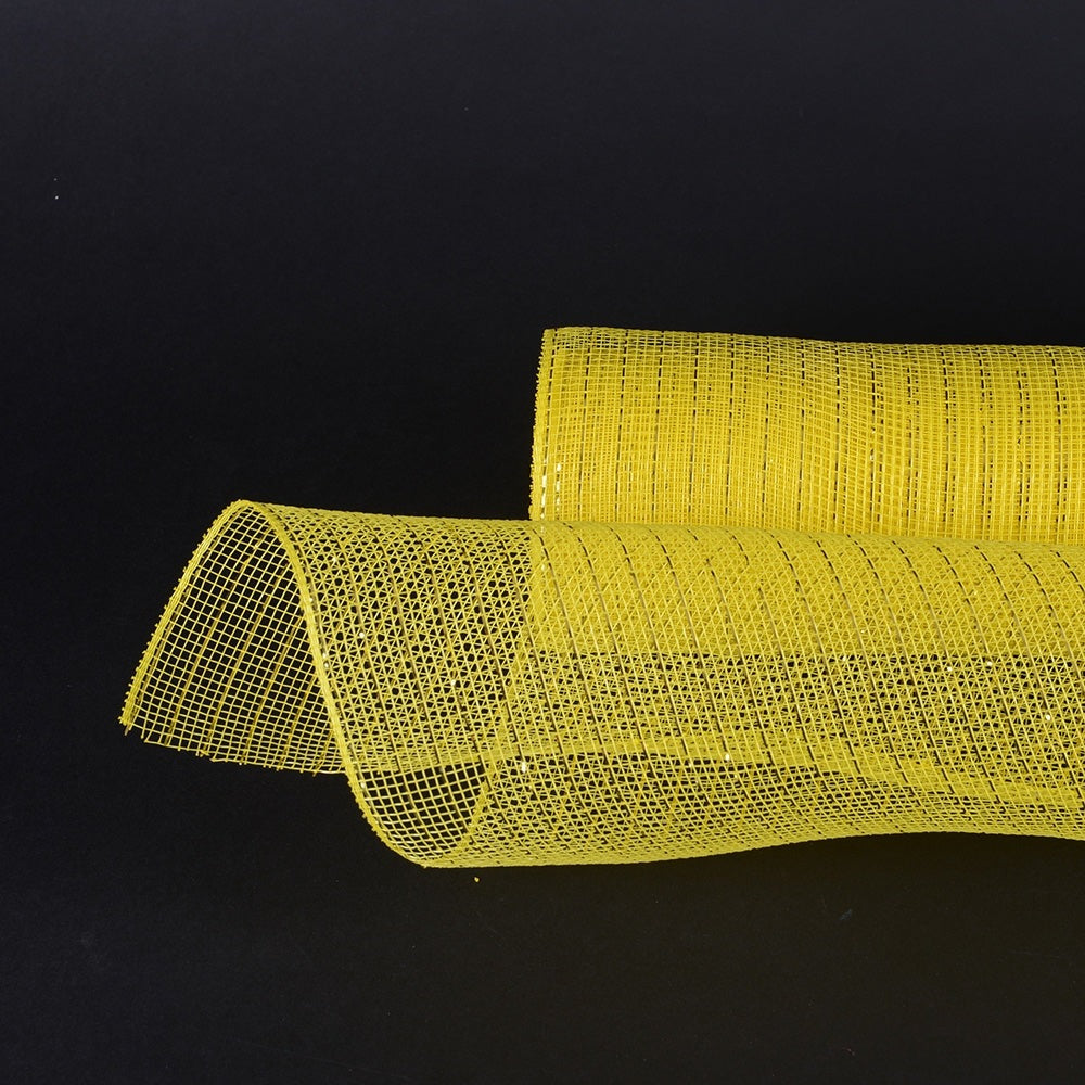 Yellow - Deco Mesh Wrap Metallic Stripes - ( 10 Inch x 10 Yards ) BBCrafts.com