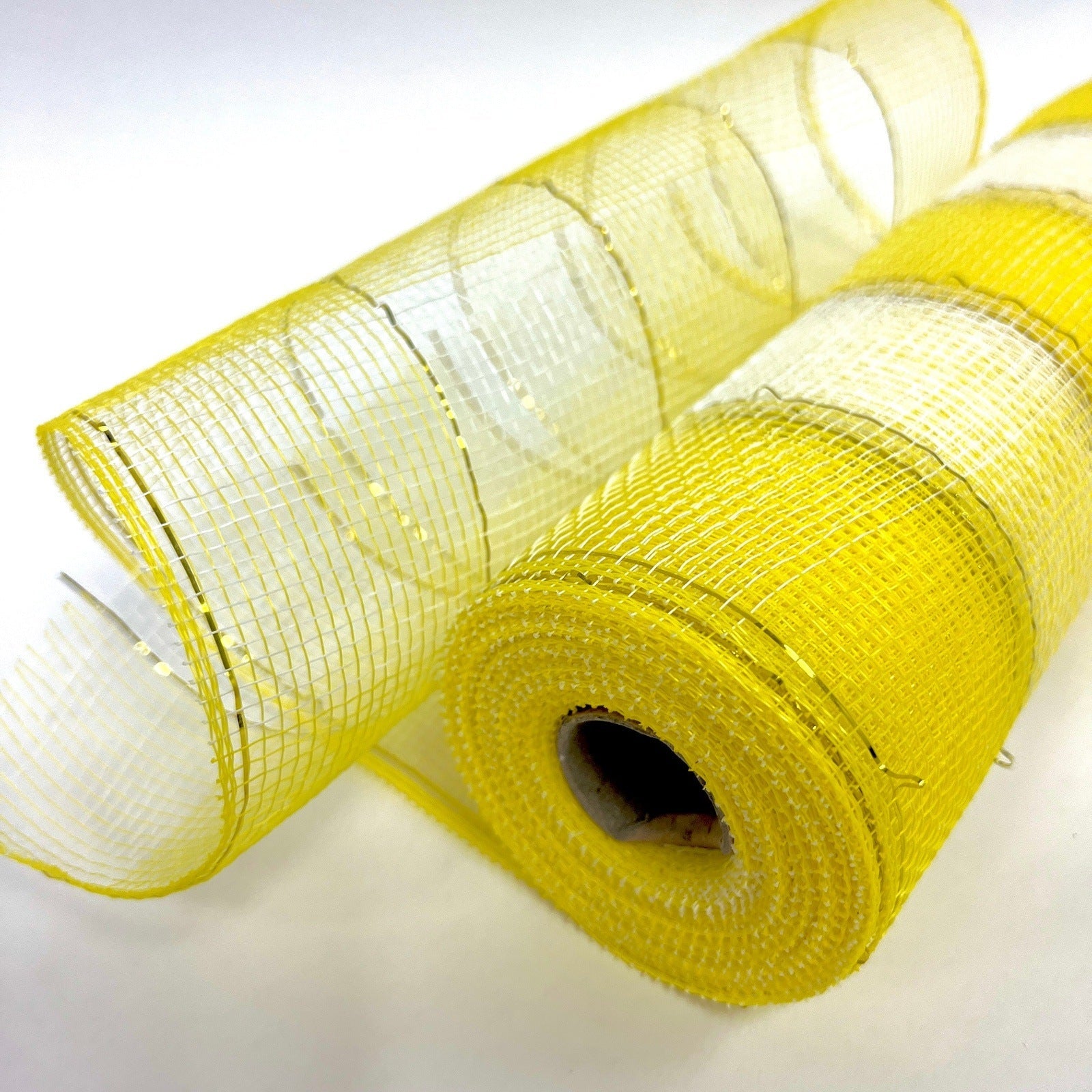 Yellow White - Christmas Mesh Wraps - ( 10 Inch x 10 Yards ) BBCrafts.com