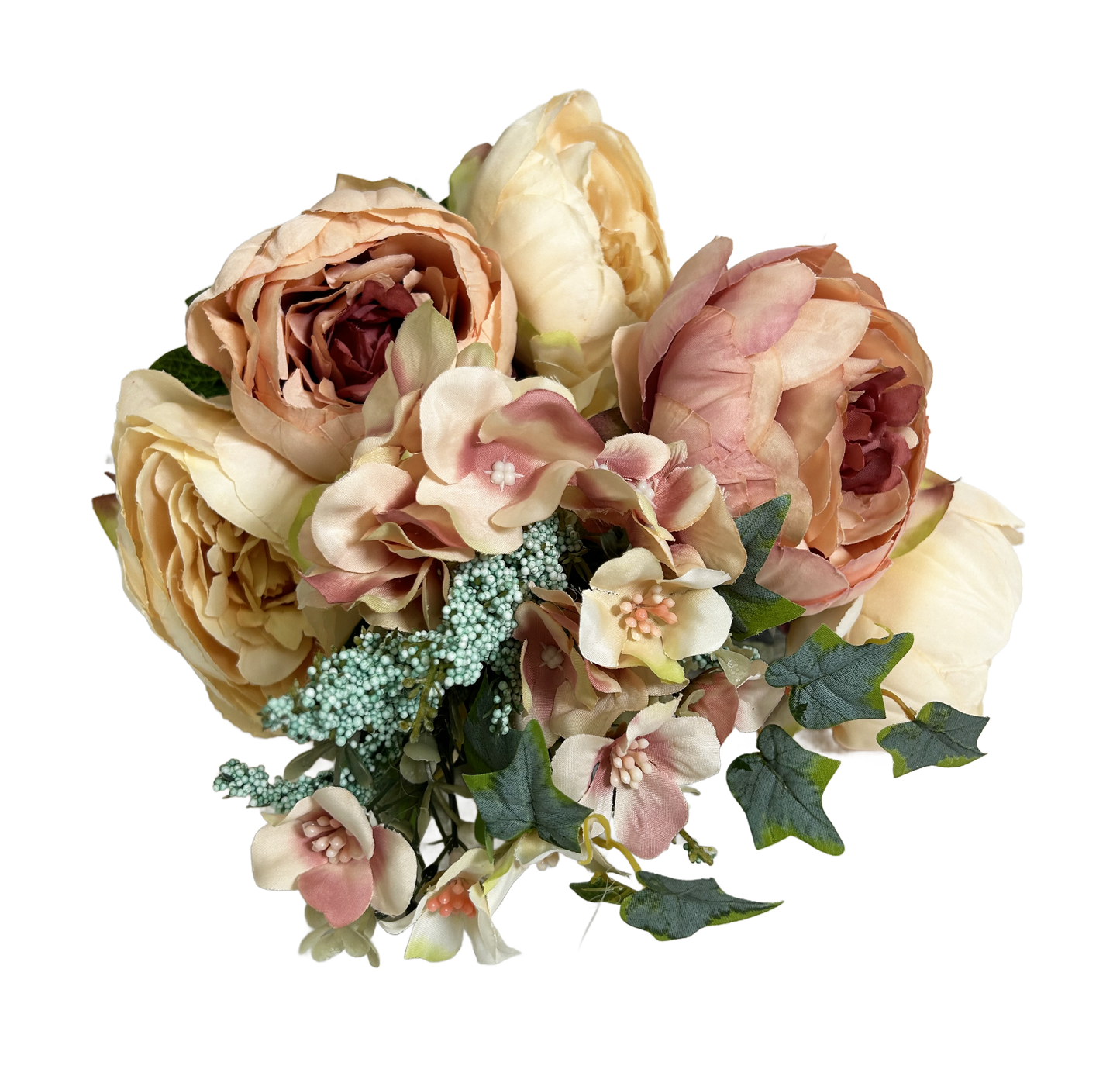 22" Peony Hydrangea Flower Mix Bush- Peach