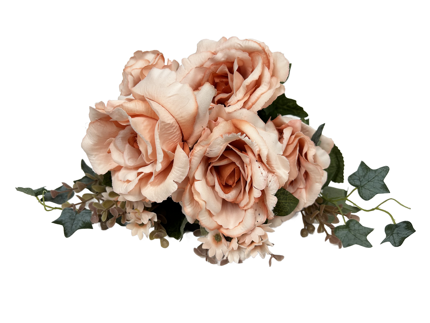 19” Artificial Rose Bush Peach (Silk)