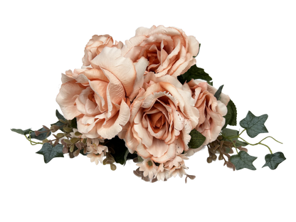 19” Artificial Rose Bush Peach (Silk)