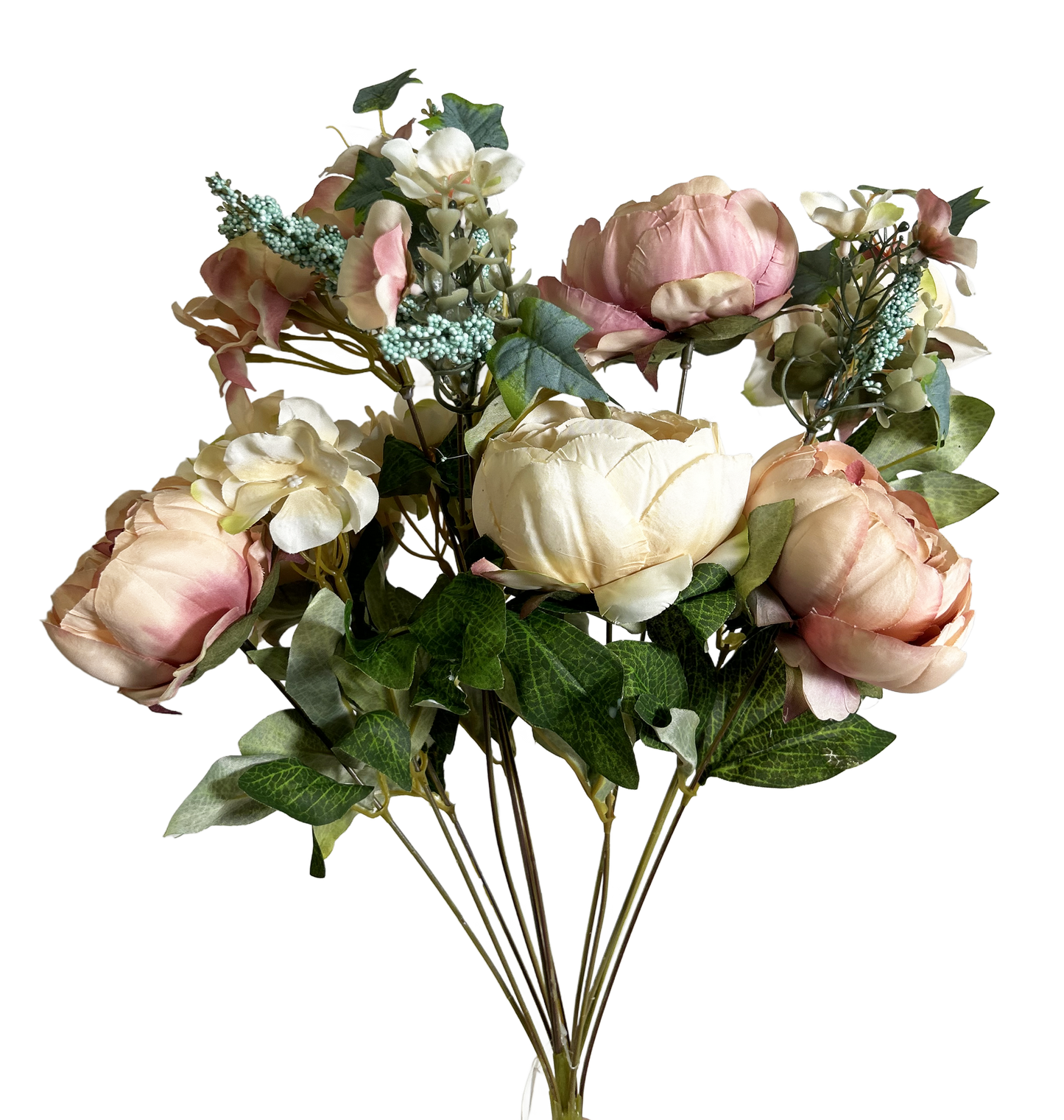 22" Peony Hydrangea Flower Mix Bush- Peach