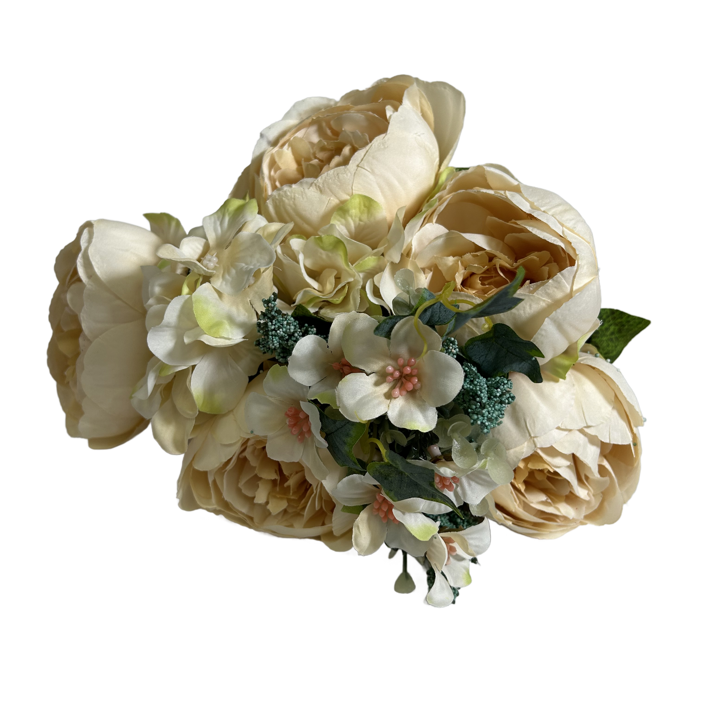 22" Peony Hydrangea Flower Mix Bush - Ivory