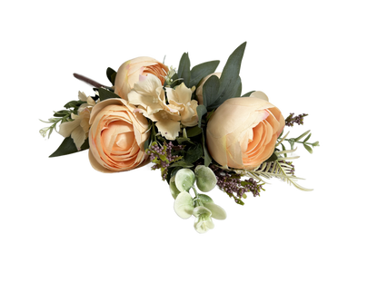 19" Rose Mixed Bush Artificial Silk Flower Spray - Peach