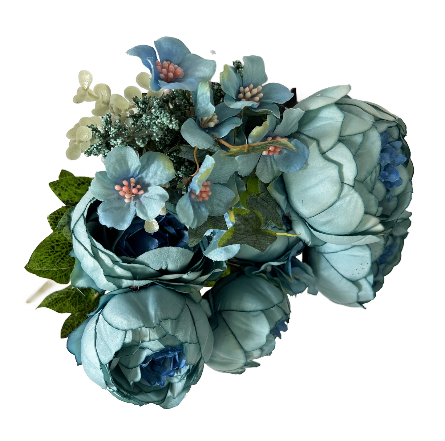 22" Peony Hydrangea Flower Mix Bush- Teal