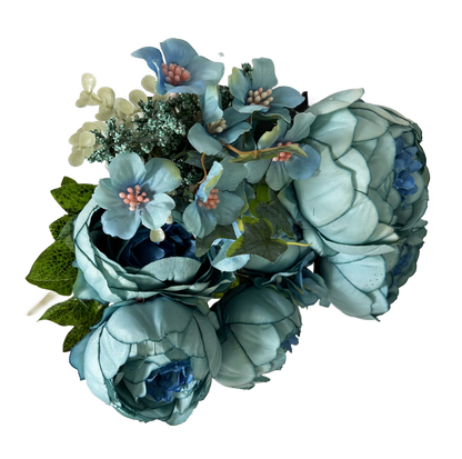 22" Peony Hydrangea Flower Mix Bush- Teal