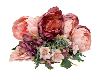 22" Peony Hydrangea Flower Mix Bush- Ombre Coral