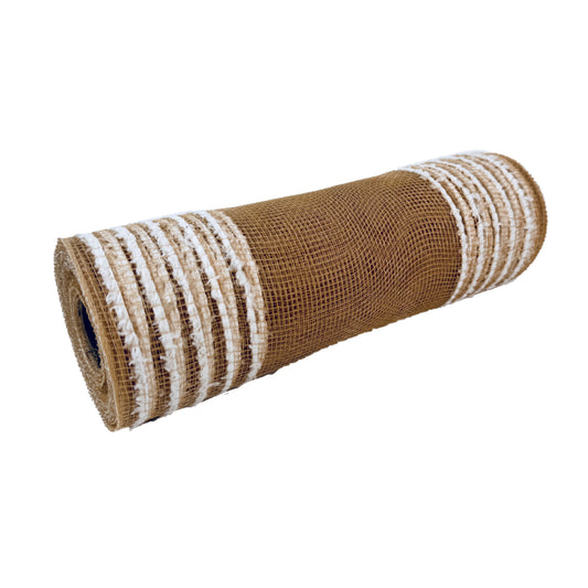 Natural Snow Edge Deco Mesh - ( 10 Inch x 10 Yards )