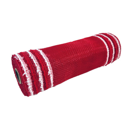 Red - Poly Snow Edge Deco Mesh - (10 Inch x 10 Yards)