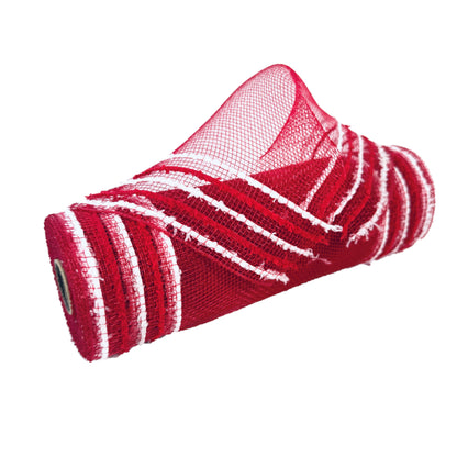 Red - Poly Snow Edge Deco Mesh - (10 Inch x 10 Yards)