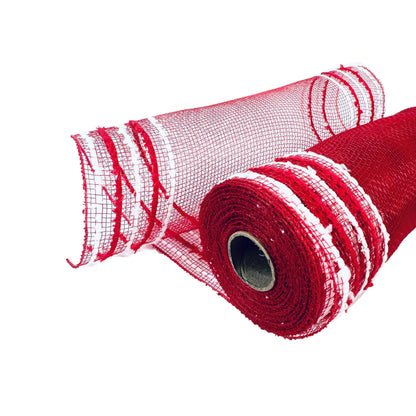 Red - Poly Snow Edge Deco Mesh - (10 Inch x 10 Yards)