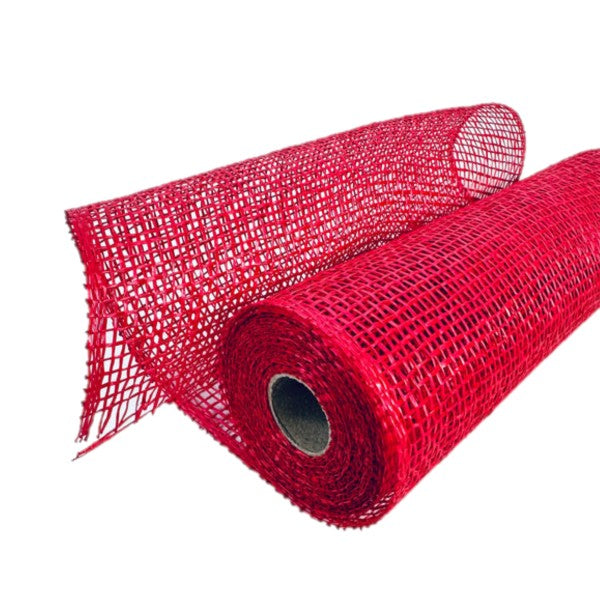 Red - Poly Burlap Deco Mesh - 10 Inch x 6 Yards