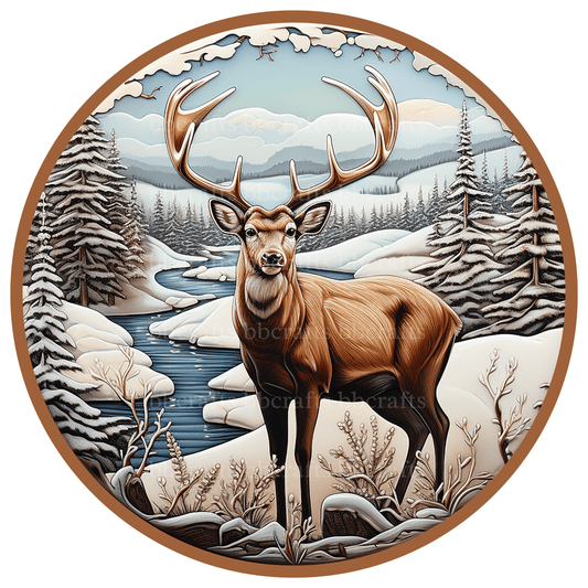 Christmas Metal Sign: DEER - Made In USA