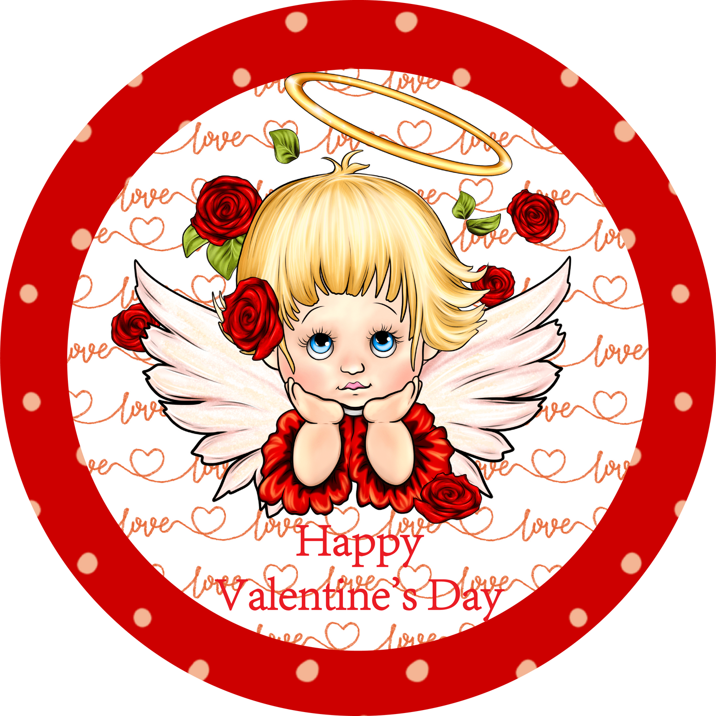 Happy Valentine's Day Metal Sign: Baby Angel