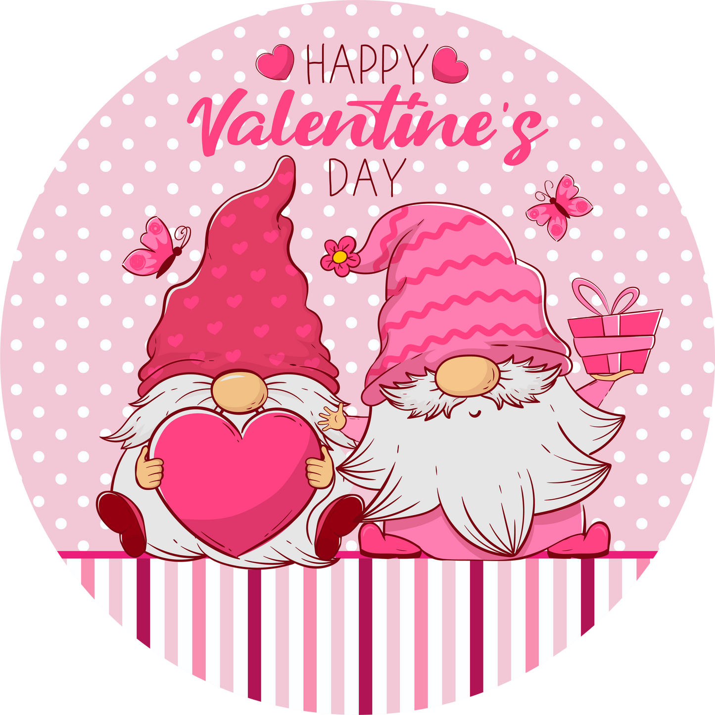 Happy Valentine's Day Gnome Love Metal Sign - Made In USA