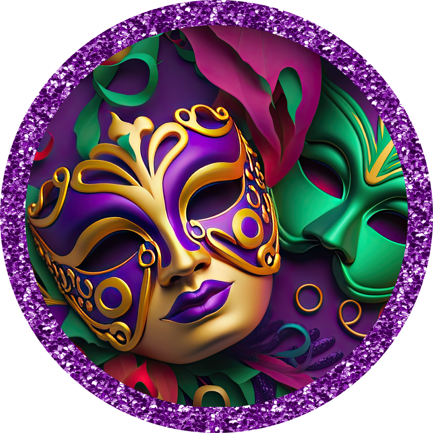 Mardi Gras Full Face Mask Metal Sign - USA