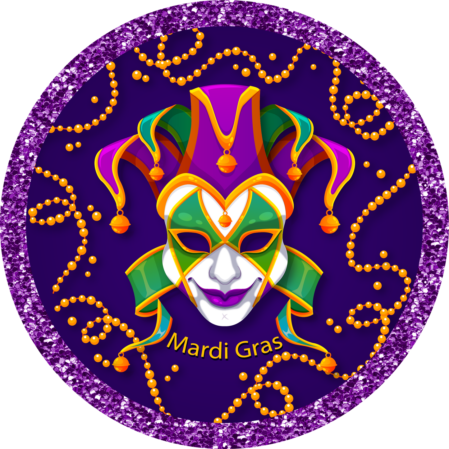 Mardi Gras Joker Mask Metal Sign - Made in USA