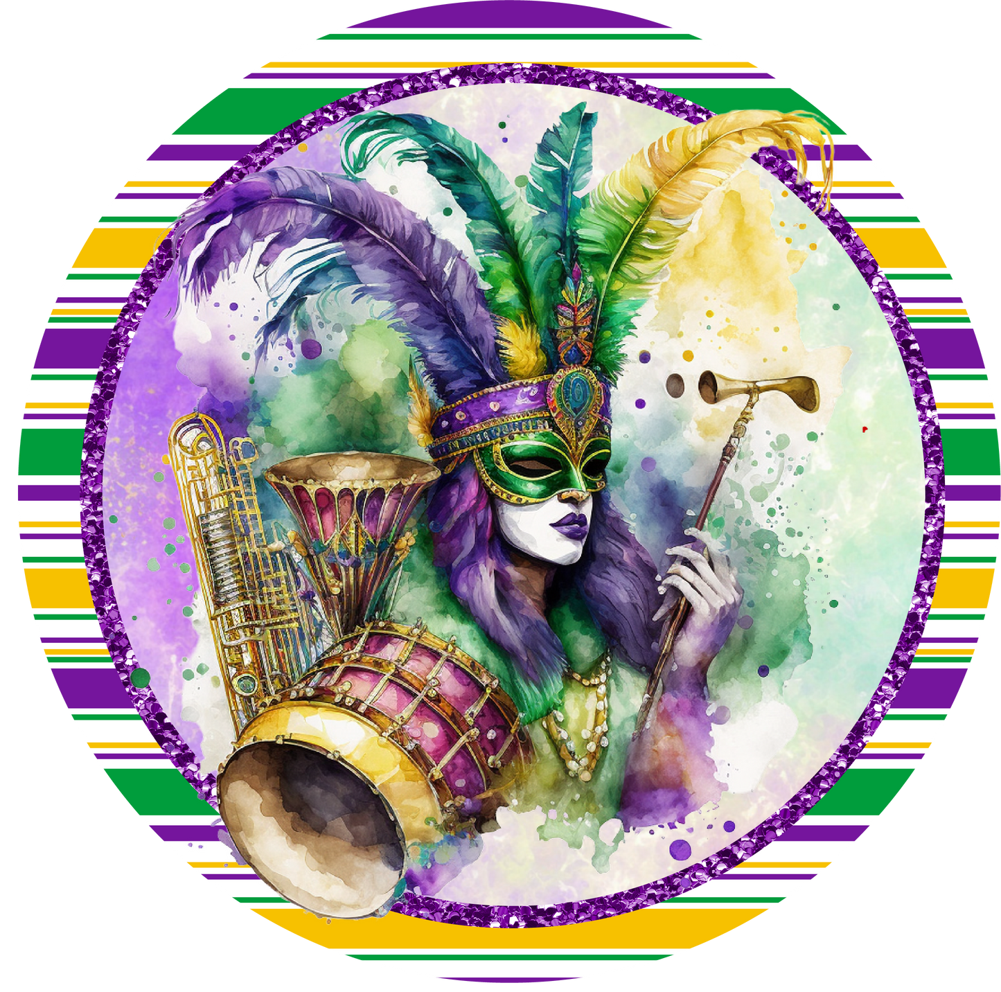 Mardi Gras Princess Face Mask Metal Sign - USA