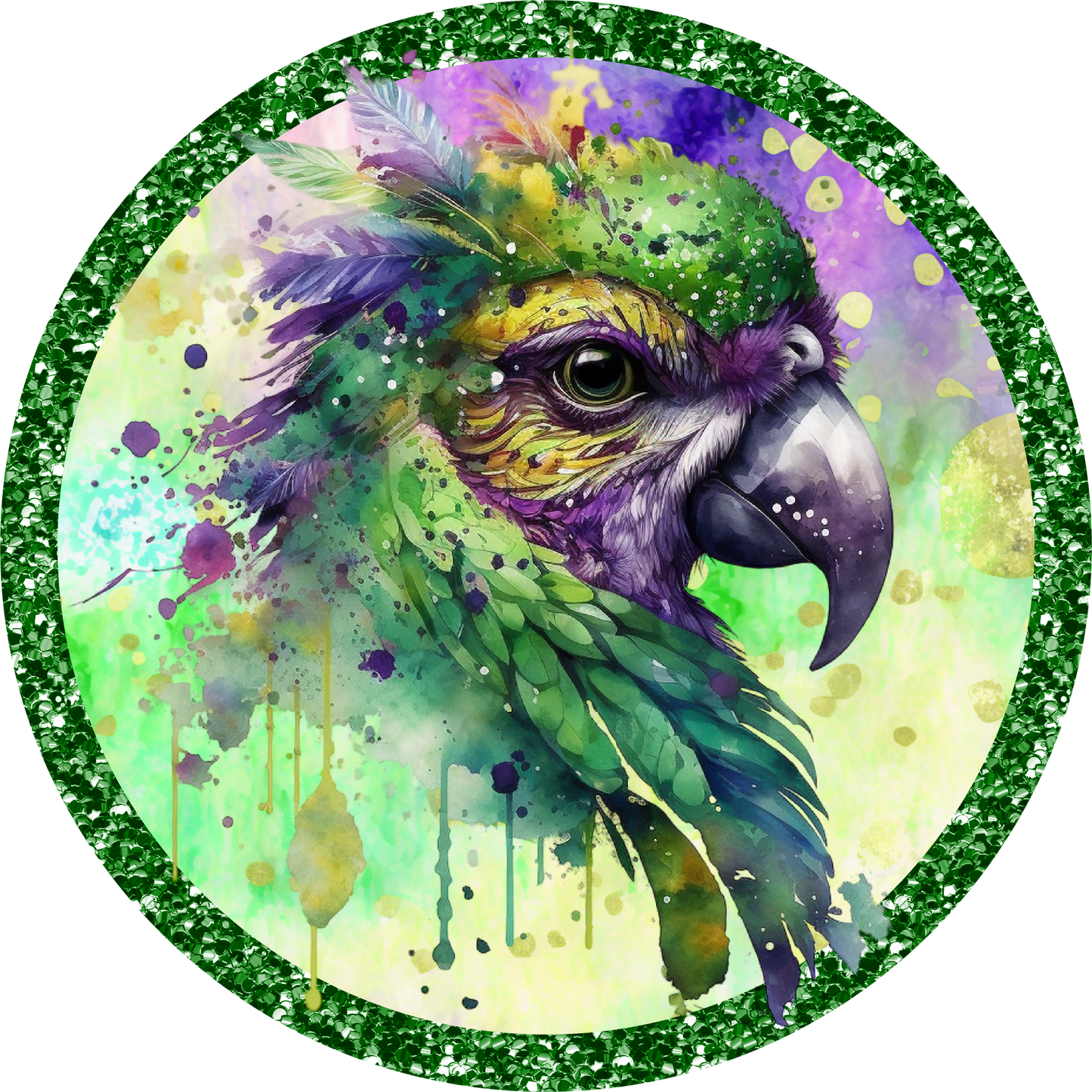 Mardi Gras Parrot Face Metal Sign - Made in USA