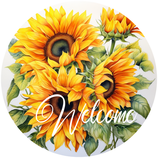 Metal Welcome Sunflower Sign - Made in USA