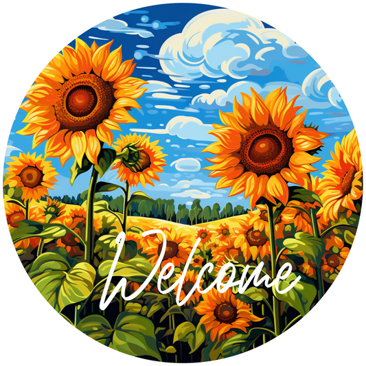 WELCOME Sunflower Metal Sign - Made in USA