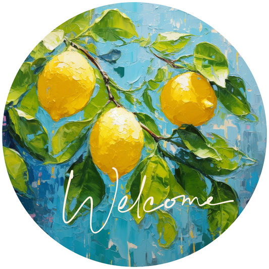 Lemon Metal Sign: WELCOME - Made In USA