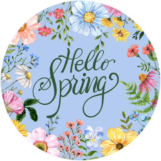 Hello Spring Metal Sign: Made In USA