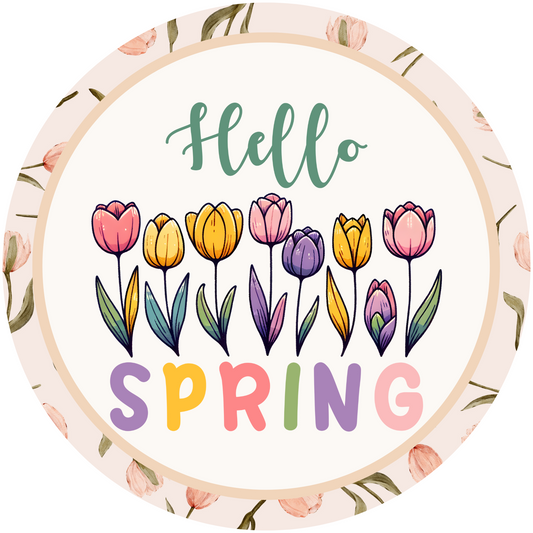 Hello Spring Metal Sign: Made In USA