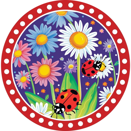 Spring Ladybug Metal Sign: Made In USA