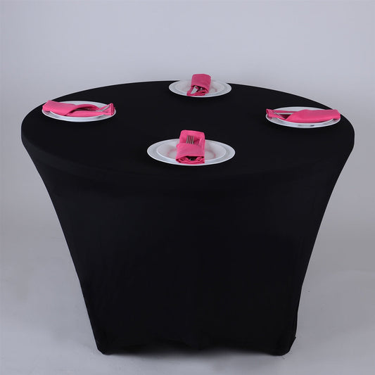 Black 8 Seat Round Spandex Tablecloths