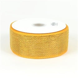 Light Gold - Floral Mesh Ribbon - 2-1/2 inch x 25 Yards