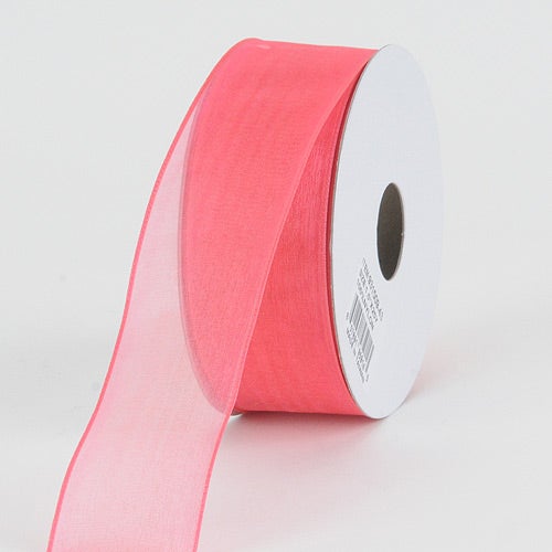 Melon - Organza Ribbon Thin Wire Edge 25 Yards - 1-1/2 inch | 25 Yards