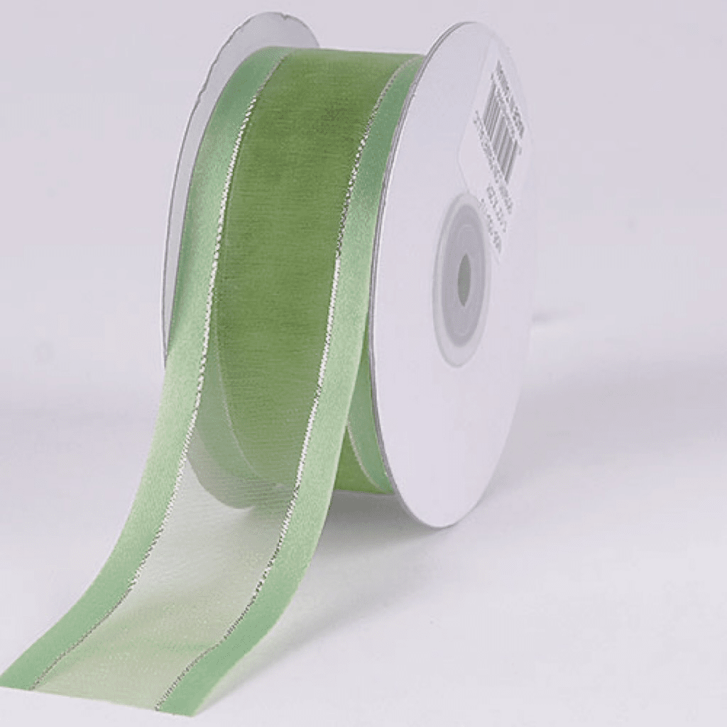 Mint - Organza Ribbon Two Striped Satin Edge - 5/8 inch | 25 Yards