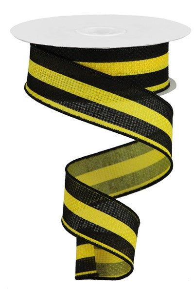 1-1/2 in x 10 yd Royal Ribbon w/ Vertical Yellow and Black