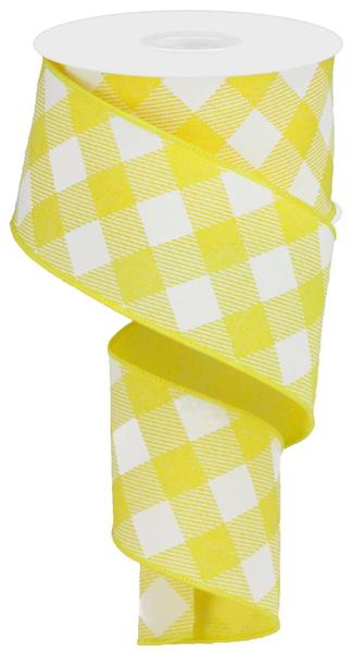 2-1/2 in x 10 yd Yellow and White - Diagonal Royal Ribbon