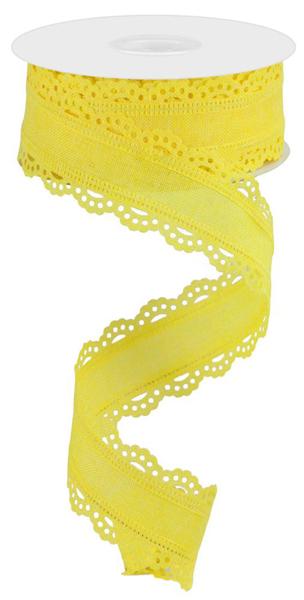 1-1/2 in x 10 yd Yellow Scalloped Edge Royal Burlap Ribbon