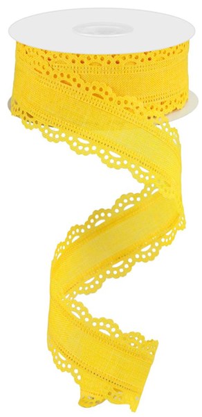 Sun Yellow - Scalloped Edge Royal Burlap Ribbon - 1-1/2 Inch x 10 Yards