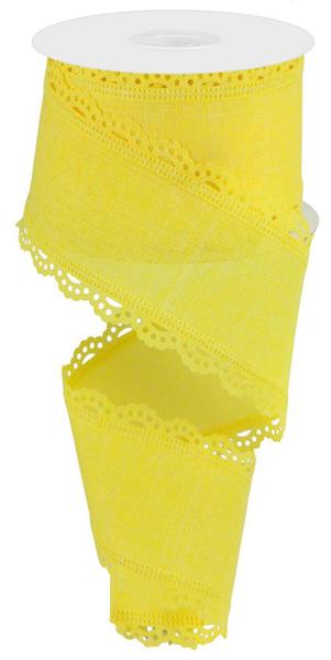 2-1/2 in x 10 yd Yellow Burlap Ribbon Scalloped Edge - Royal