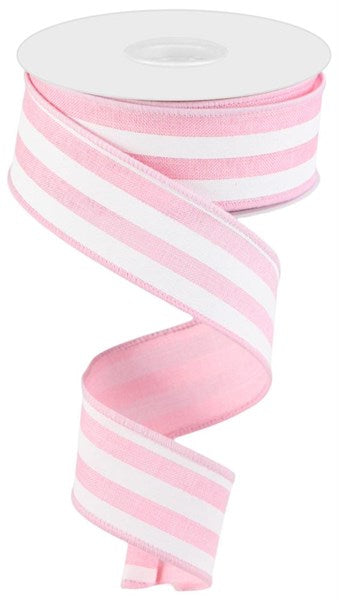 Light Pink & White Vertical Striped Ribbon - 1-1/2 Inch x 10 Yards