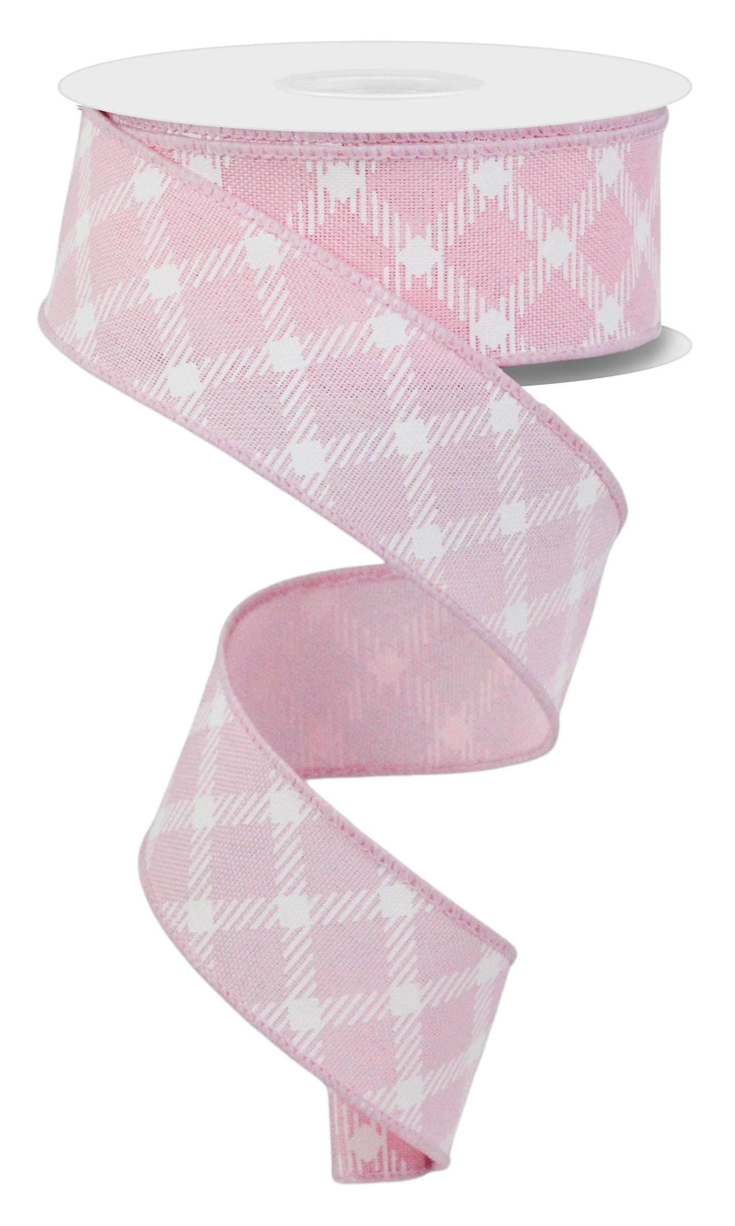 Pink White - Diamond Check/Faux Royal Burlap Ribbon - 1-1/2 Inch x 10 Yards