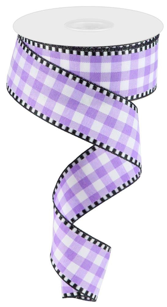 Lavender White - Gingham Check Ribbon - 1-1/2 Inch x 10 Yards