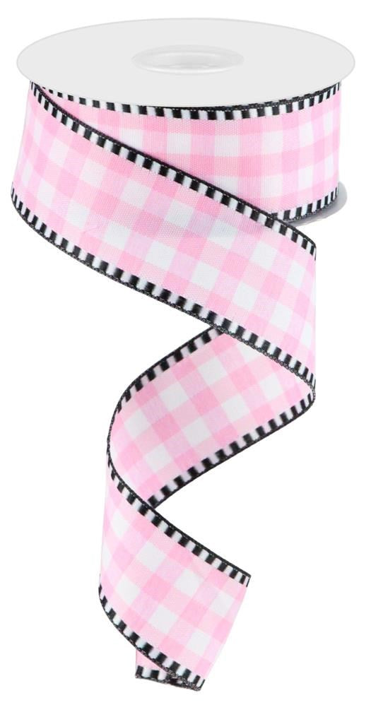 Pink White - Gingham Check Ribbon - 1-1/2 Inch x 10 Yards