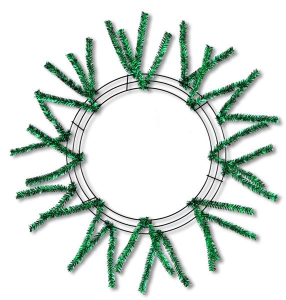 15 Inch Wire, 25 Inch OAD-Pencil Work, Wreath 18 Ties - Matte Emerald Green