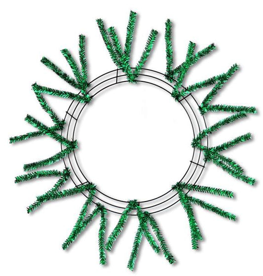 15 Inch Wire, 25 Inch OAD-Pencil Work, Wreath 18 Ties - Matte Emerald Green